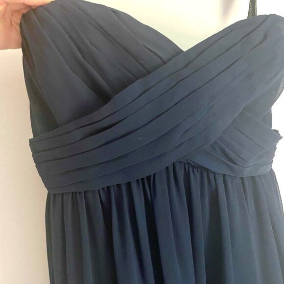 Will Levkoff Long Navy Blue Chiffon Strapless Gown 10 - Picture 5 of 10